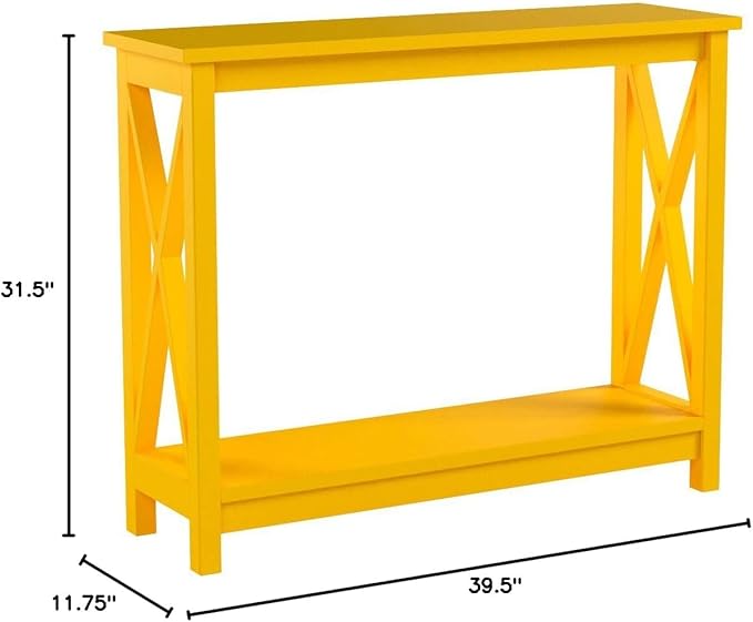 Convenience Concepts Oxford Console Table 39.5" - Sofa Table with Storage Shelf, Transitional Entryway Hall Table for Living Room and Bedroom, Display Foyer Table, Yellow