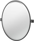 Gatco 4059MXF Elevate Framed Oval Mirror, Matte Black, 27.5"H