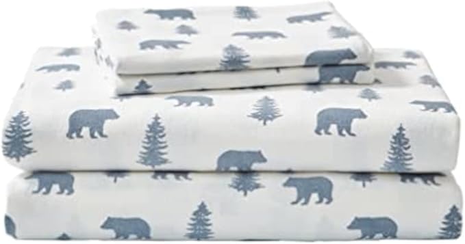 Eddie Bauer - Full Sheets, Cotton Flannel Bedding Set, Brushed For Extra Softness, Cozy Home Decor (Bears & Trees, Full)