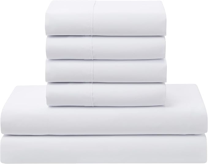 Sweet Home Collection 5 Piece Comforter Set Bag Solid Color All Season Soft Down Alternative Blanket & Luxurious Microfiber Bed Sheets, White, Twin
