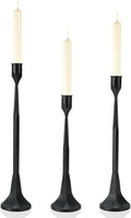 Black Taper Candle Holder 3-Pack - Iron Taper Candle Stick Holders for Table Decor, Wedding, Party - Fits 3/4 Inch Candles