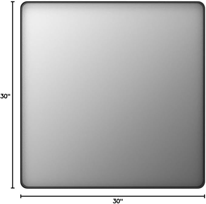 LOAAO 30x30 Inch Black Metal Framed Bathroom Mirror for Wall, Matte Black Bathroom Vanity Mirror Farmhouse, Large Rounded Rectangle Mirror, Anti-Rust, Hangs Horizontally or Vertically