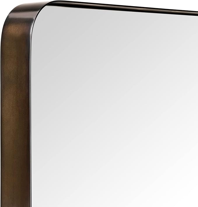 TEHOME 24x36 inch Oil Rubbed Bronze Metal Framed Bathroom Mirror for Wall in Stainless Steel Black Rounded Rectangular Bathroom Vanity Mirrors Wall Mounted