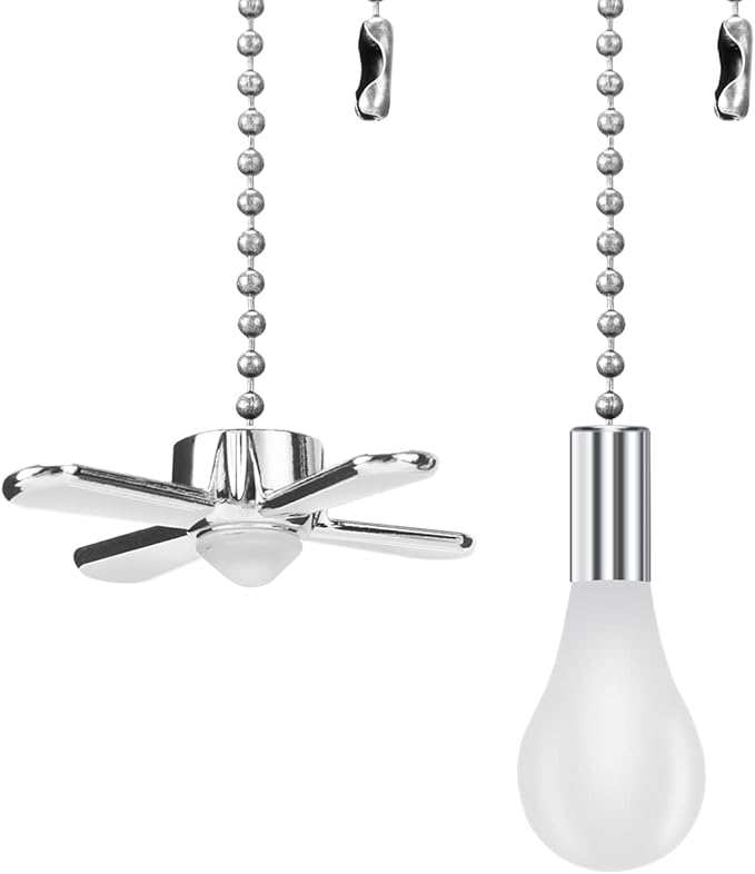 SmoTecQ Ceiling Fan Pull Chain, 24-inch Extra Long Extension Cord - Silver