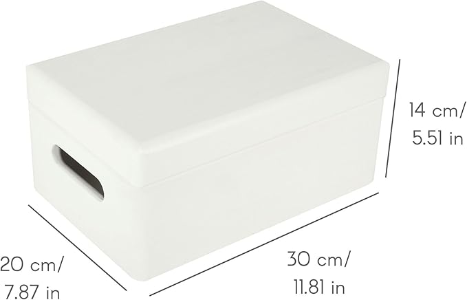 Large White Wooden Box Storage with Hinged Lid | 11.8x7.87x5.51in (+-0.5) | with Handles | Gift Box for Tool Dog Toy Shoes Clothes Kitchen Storage | Wood Keepsake Chest