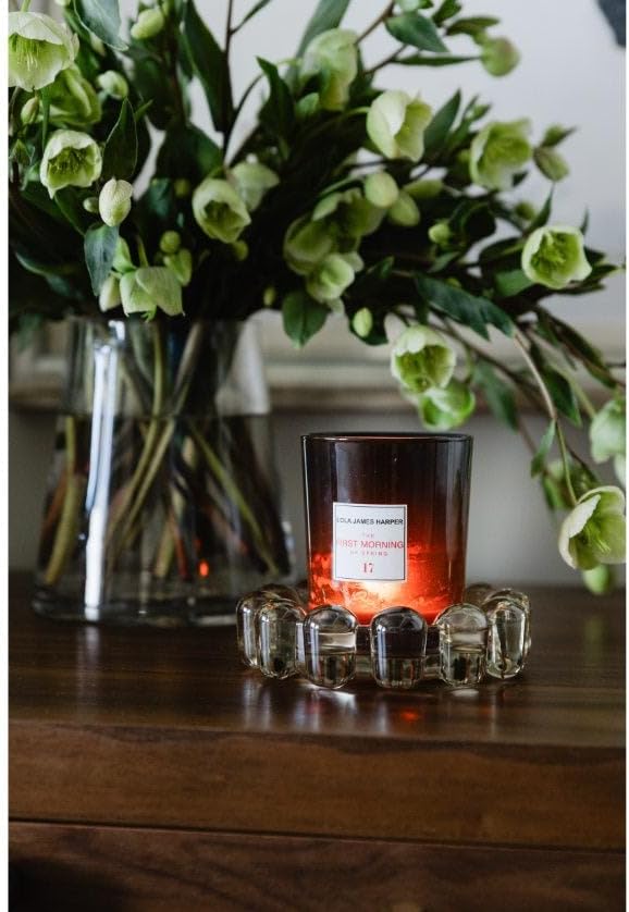 Alice Lane Bubble Candle Dish – Chic Smoky Glass Candle Dish for Home Decor – Decorative Modern Candle Holder for Small Candles & Diffusers