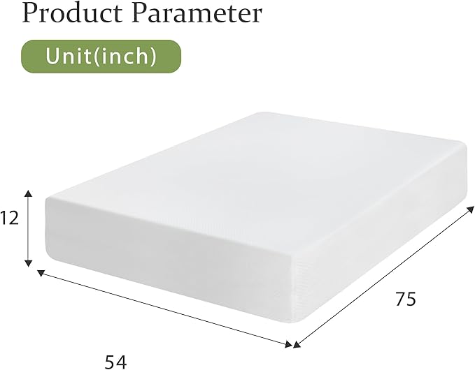 BestMassage | 12 Inch Full Mattress | Gel Memory Foam | Medium Firm Feel | White | Bed in a Box, CertiPUR-US Certified | Pressure Relief, Cooling Ventilated Foam | Breathable Knit Cover
