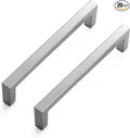 Ravinte 20 Pack Solid 5 Inch Center to Center Slim Square Bar Drawer Handles - Cabinet Hardware Brushed Nickel Pulls for Kitchen and Drawers