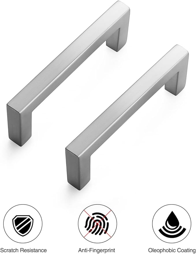 Ravinte 30 Pack Solid 3 Inch Center to Center Slim Square Bar Drawer Handles - Cabinet Hardware Brushed Nickel Pulls for Kitchen and Drawers