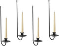 Black Wall Candle Holder Set of 4, Stylish Metal Wall Mount Candle Sconces, Modern Christmas Wall Decor for Living Room, Dining Room, Fireplace, and Farmhouse