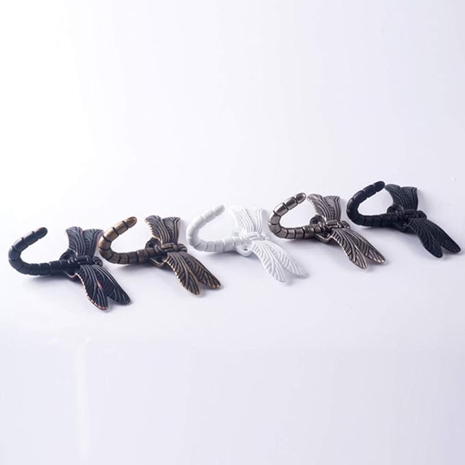 2pcs Dragonfly Coat Hooks Decorative Creativity Wall Mounted Hanger Hook for Home Handbag Key Towel Bathrobe (Black)