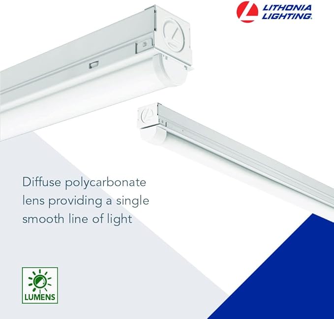 Lithonia Lighting 1 Light LED Strip Light, 4 Foot LED Ceiling Lighting Fixture, 2500 Lumens, 4000K, 80CRI, 20W, Kitchen and Garage Use (MNSL L46 1LL 120V 40K 80CRI M6)