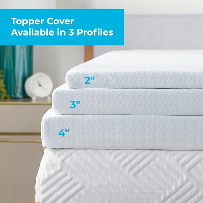 Linenspa 2 Inch Mattress Topper -Cover King –Cover Only –Machine Washable – Breathable – Non Slip –Cover for Mattress Topper with Zipper – Topper -Cover Only, White