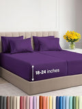 Extra Deep Split King Sheet Set - 7 Piece Breathable and Cooling Sheets - Hotel Luxury Bed Sheets Set - Easy Fit - Soft, Wrinkle Free and Comfy Sheets Set - Purple Sheet Set with Extra Deep Pockets