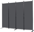 Wall Divider, 4 Panel Room dividers and Folding Privacy Screens with Wider Support Feet, 6 Ft Portable Privacy Screen for Room Separator, 88" W X 71" H, Grey