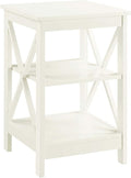 Convenience Concepts Oxford End Table 15.75" - Modern Living Room Table with Storage Shelves, Transitional Nightstand Side Table for Home Decor and Display, Ivory