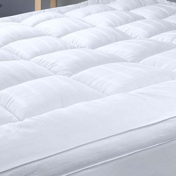 Plush Extra Thick Pillow Top Full Size Mattress Topper for Firm Mattress, Soft & Cooling Hotel Bed Topper for Back Pain with Natural Cotton Cover, Overfilled Mattress Pad Cover, Fit to 6”-22” Mattress