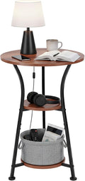 Dulcii Round Side Table for Narrow and Small Spaces,3 Tier Small Round End Table Sofa Side Table for Living Room,Small Bedside Table Round Nightstand for Bedroom