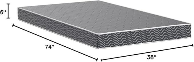 AC Pacific 6-Inch Water-Resistant High-Density Foam Mattress Made in USA with Stylish Diamond-Quilted Breathable Fabric, Distributes Weight Evenly, Twin Deluxe, Navy Blue