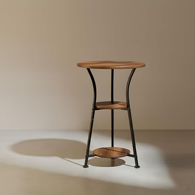 Dulcii Small Round End Table for Narrow and Small Space, 3-Tier Round Accent Couch Beside Table, Modern Side Table Corner Sofa Table Nightstand for Living Room Bedroom