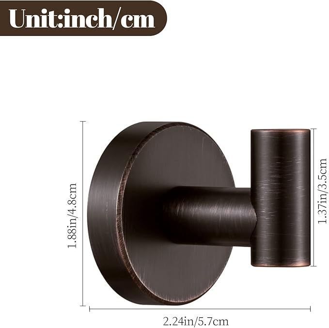 BigBig Home Bronze Towel Hooks, Bathroom Robe Hook Oil Rubbed, Bath Farmhouse Coat Clothes Hook Wall Mounted Rustic 6 Packs for Kitchen