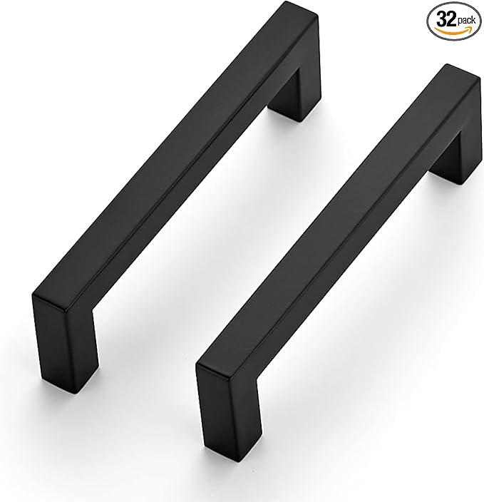 Ravinte 32 Pack 4-1/2 Inch Square Cabinet Handles - Matte Black Pulls for Kitchen Drawers, Cabinets, Cupboards - Hardware Handles