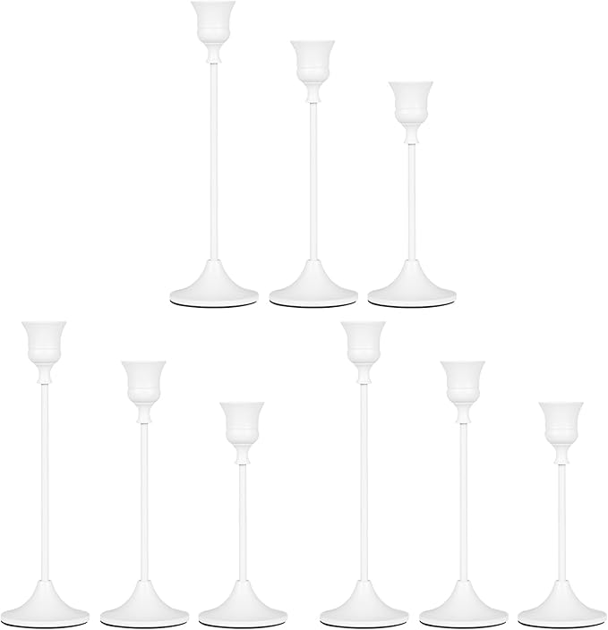 Candlestick Holders White, 9 Packs Taper Candle Holder for Candlesticks, Candle Sticks Holder Decor for Home Decor