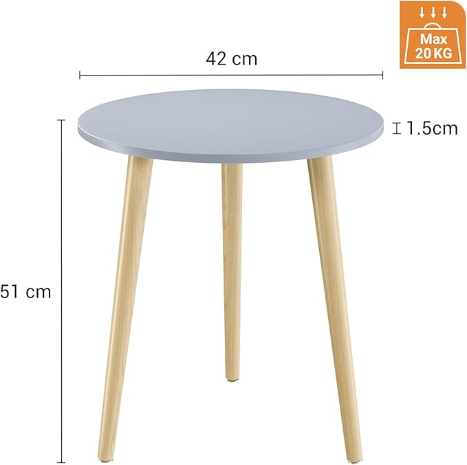 Apicizon Round Side Table, Blue Grey End Table for Small Spaces, Nursery Round Side Table Small Bedside Table Living Room, Bedroom, 16.5 x 20.5 Inches