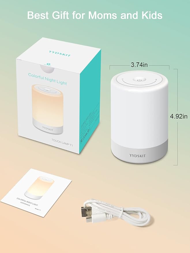 Baby Night Light, Nursery Night Lamp for Breastfeeding, Portable Nightlight for Kids Toddlers Bedroom, Warm & Soft Bedside Lamp, Touch Control, Rechargeable, Lasting Up to 100Hours