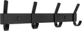 Matte Black Coat Rack Wall Mount – 12 Inch Stainless Steel Hook Rail with 4 Double Coat Hooks – Wall Mounted Entryway Organizer for Coats, Hats, Bags, Towels, Robes, Closet or Bathroom