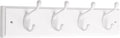Liberty Hardware 129847 18-Inch Coat and Hat Rail/Rack with 4 Heavy Duty Hooks, White and White