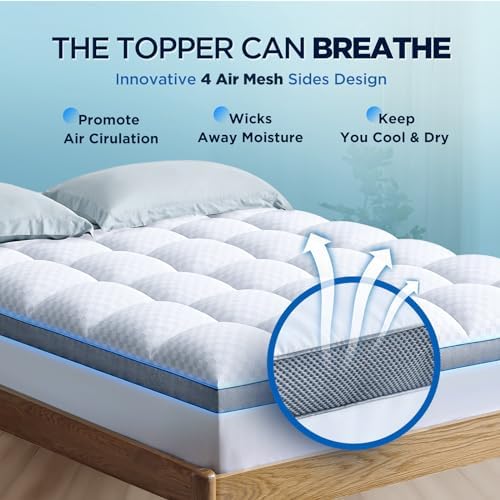 Premium Memory Foam Mattress Topper Twin for Ultra Comfort, 2" Plush Pillow Top Twin Mattress Topper with Breathable Air Mesh Sides, Soft Mattress Pad Cover with Deep Pocket Fits 6-21" Mattress