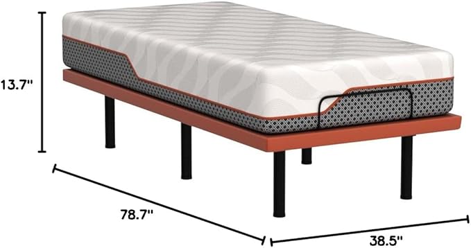 ESHINE Adjustable Bed Frame + 14" Hybrid Mattress Twin XL - Luxury Gel Memory Foam(319 Pocket Springs) with Massage, Wireless Remote, USB, Under Bed Night Light, Medium Soft, 3000 Series