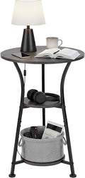 Dulcii Small Round End Table for Narrow and Small Space, 3-Tier Round Accent Couch Beside Table, Modern Side Table Corner Sofa Table Nightstand for Living Room Bedroom,Grey