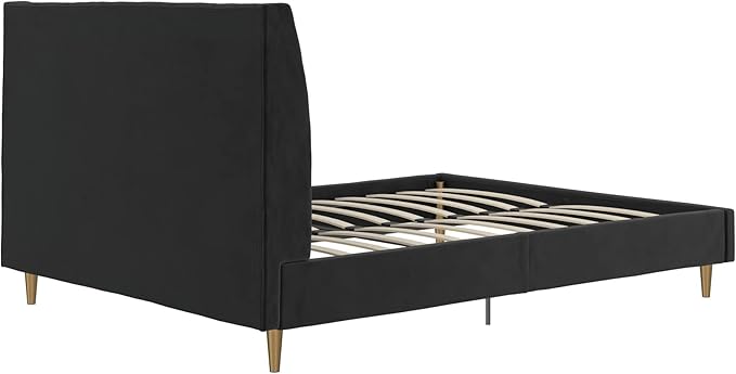 Novogratz The Her Majesty Upholstered Bed, Queen, Black Velvet