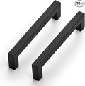 JOY DECOR 10 Pack Cabinet Handles, Black Cabinet Pulls, 5 Inch Kitchen Closet Handles Square Drawer Pulls Stainless Steel Drawer Hardware, 128mm Hole Centers