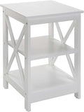 Convenience Concepts Oxford End Table 15.75" - Modern Living Room Table with Storage Shelves, Transitional Nightstand Side Table for Home Decor and Display, White