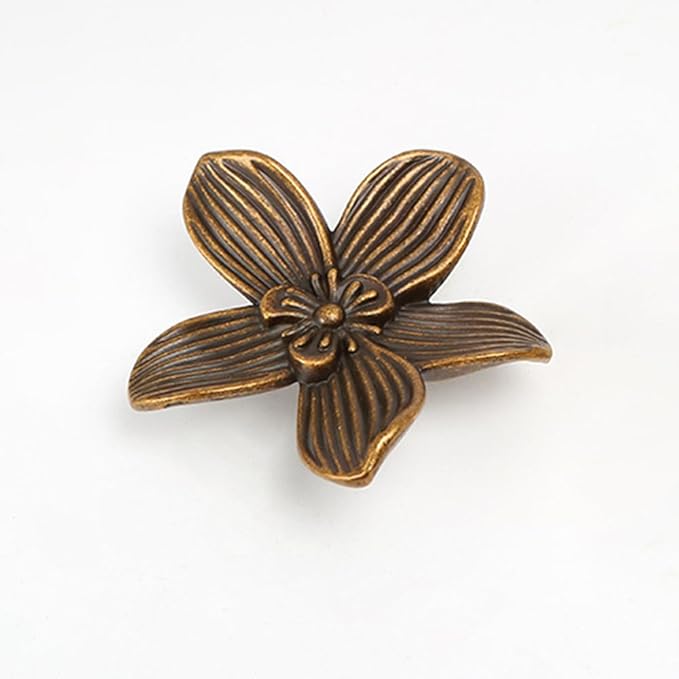 Flower Cabinet Knobs, Antique Brass, 4 Pack, Zinc Alloy Decorative Hardware for Decorative Handles for Furniture, Vanity, Kitchen,Closet, Bathroom – Unique Antique Pull