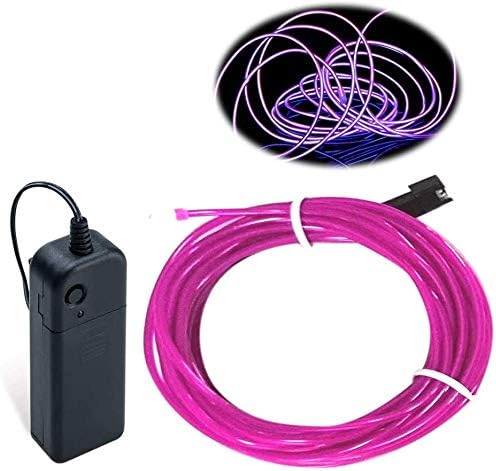 MaxLax EL Wire Purple, 16.4ft/5m Portable Battery Pack Neon Light Strip 360° Cuttable Glowing Rope Lights for Parties, Halloween, DIY Decoration