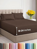 Extra Deep Twin XL Sheet Set - 4 Piece Breathable & Cooling Sheets - Hotel Luxury Bed Sheets Set - Easy & Secure Fit - Soft, Wrinkle Free & Comfy Sheets Set - Brown Sheet Set with Extra Deep Pockets