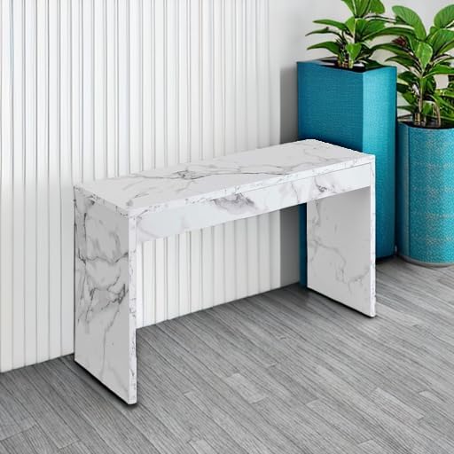 Convenience Concepts Northfield Hall Console Table 48" - Modern, Minimalist Narrow Sofa Display Accent for Contemporary Living Room, Entryway, or Hallway, White Faux Marble
