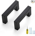 Ravinte 15 Pack Square Cabinet Pulls 2-1/2 Inch Black Kitchen Cabinet Handles Matte Black Kitchen Hardware for Cabinet Black Drawer Pulls Drawer Handles Come with Screwdriver