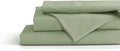 Linen Home 100% Cotton Percale Sheets Queen Size, Sage, Deep Pocket, 4 Pieces Set - 1 Flat, 1 Deep Pocket Fitted Sheet and 2 Pillowcases, Crisp Cool and Strong Bed Linen