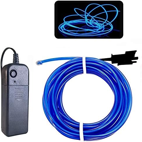MaxLax EL Wire Blue, 32.8ft/10m Portable Battery Pack Neon Light Strip 360° Cuttable Glowing Rope Lights for Parties, Halloween, DIY Decoration