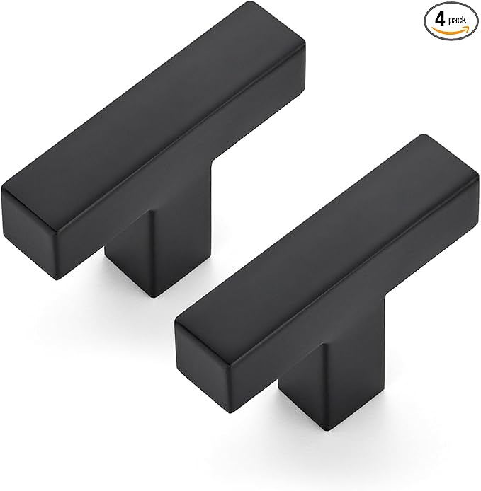JOY DECOR 4 Pack Cabinet Knobs, Black Cabinet Handles, 2 Inch Kitchen Knobs, Single Hole Drawer Hardware for Dresser Drawers