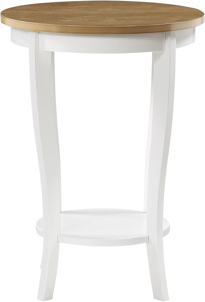 Convenience Concepts American Heritage Round End Table, Driftwood / White