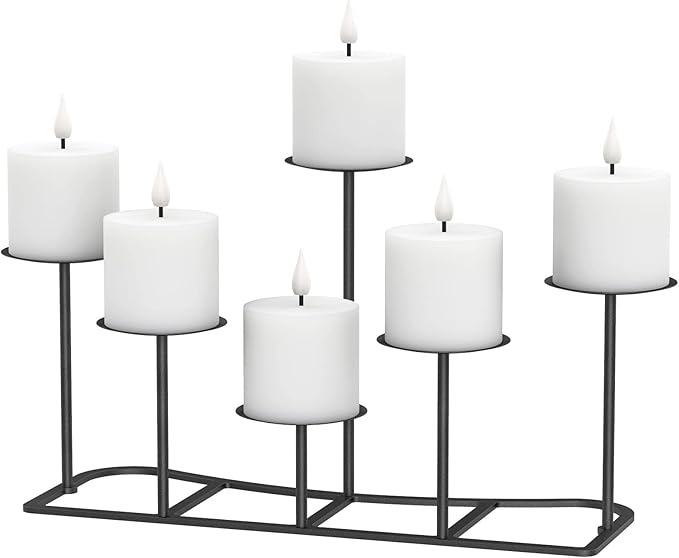 Black Pillar Candle Holders Fireplace Candelabra for Home Decor Iron Candle Holder DIY 6
