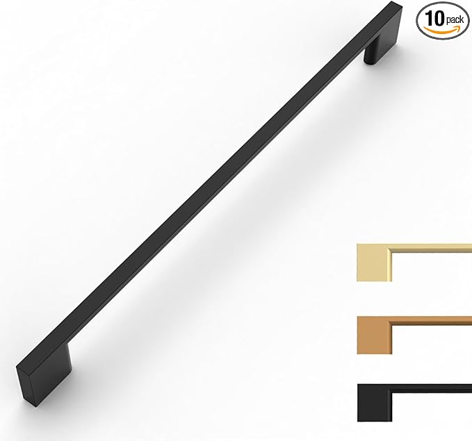 10 Pack Matte Black Cabinet Pulls 10 Inch Cabinet Handles Kitchen Cabinet Hardware Kitchen Handles for Cabinets Black Dresser Pulls Drawer Handle