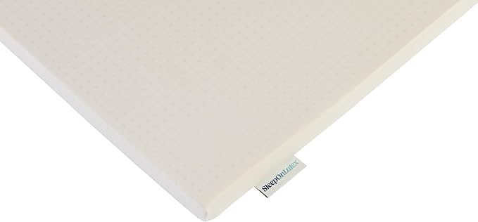 Pure Green Natural Latex Mattress Topper w/Jersey Cover - Firm - 2 Inch - Queen Size (GOTS Certified Organic)