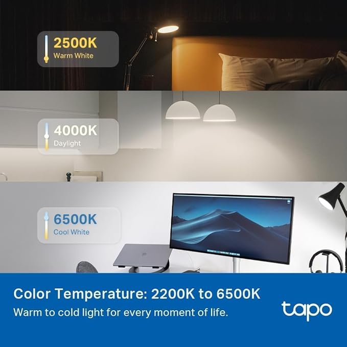 TP-Link Tapo Smart Light Bulbs, 1100 Lumens High Brightness (75W Equivalent), Matter-Certified, 16M Colors WiFi Light Bulb, Dimmable, Works w/Siri, Alexa & Google Home, A19 E26, Tapo L535E(2-Pack)